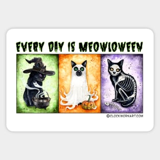 Every Day is Meowloween (Green) Sticker